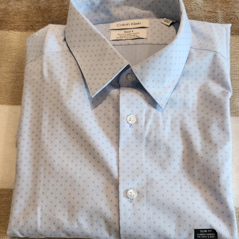 Calvin Klein Mens Slim Fit Dress Shirt Xl